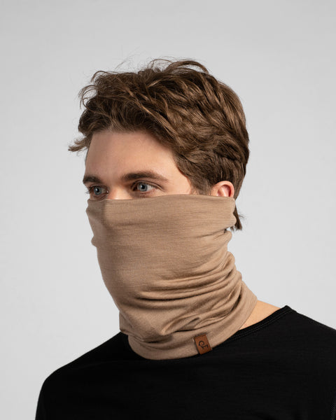 Herren-Schlauchschal aus feiner Merinowolle Beige