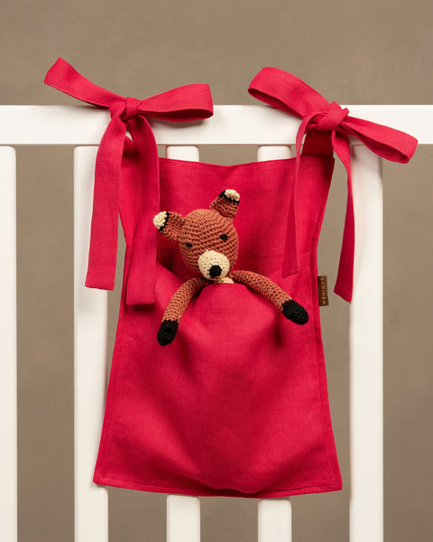 Linen Crib Organizer Hot Pink