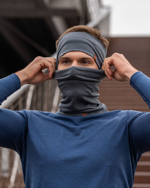Men&#39;s Headband and Gaiter Set Perfect Grey