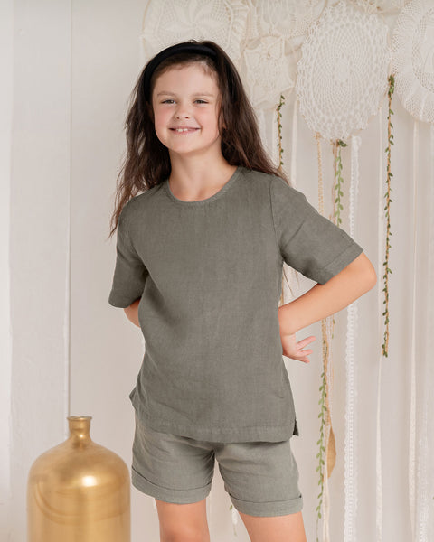 Kinder Leinen T-Shirt Top Emma