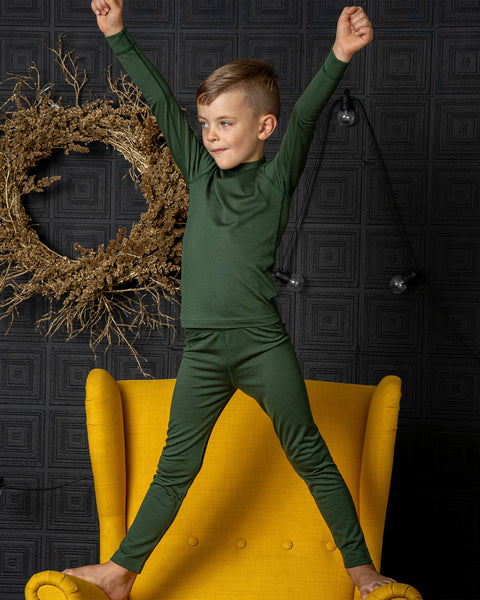 Kinder 160 Merino Hose Dunkelgrün
