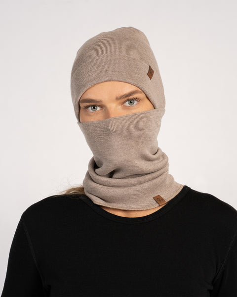 Damen Merinowolle Innenfutter Schlauchschal &amp; Mütze 2-teilig