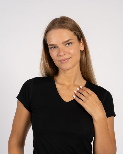 Damen Slim Fit V-Ausschnitt T-Shirt