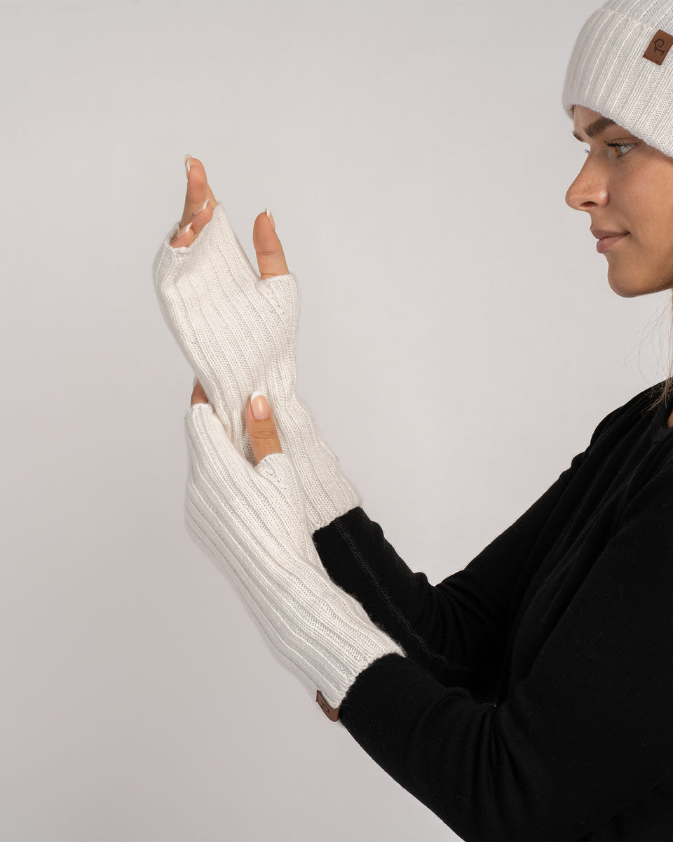set mütze handschuhe damen Damen Rippstrick-Mütze & Handgelenk-Handschuhe Kaschmir Set ❤️ menique