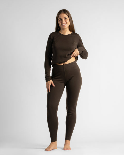 Damenleggings 250 Schokoladenbraun