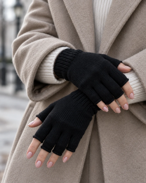 Warme fingerlose Handschuhe aus 100 % Merinowolle für Damen