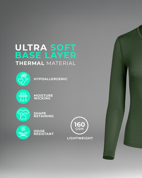 Langarmshirt mit Rundhalsausschnitt aus Merino für Damen, 160