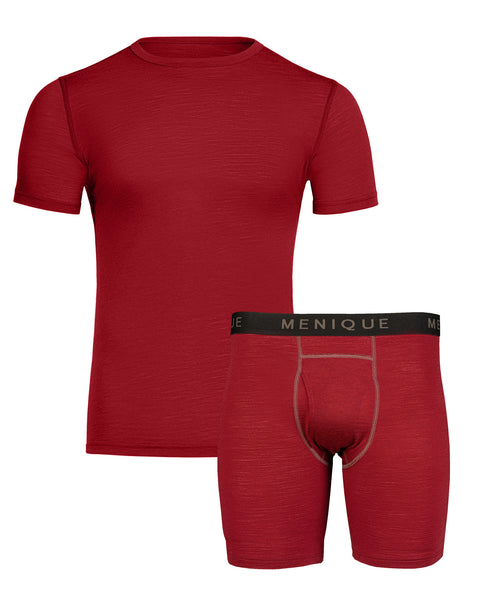 Herren T-Shirt &amp; Boxershorts 2-teilig Royal Cherry