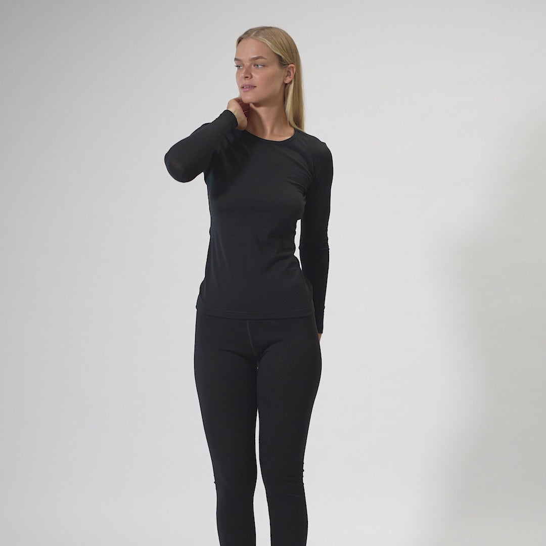 Damen 160 Langarmshirt & Hose 2-teilig Naturfarben