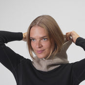 Damen-Rippstrick-Kapuzen-Balaclava aus Kaschmir