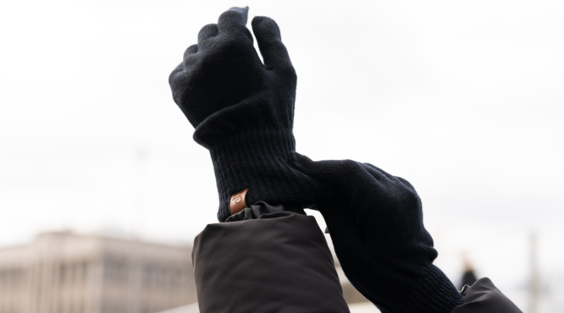 Warm, soft, organic, knitted merino wool gloves for women.