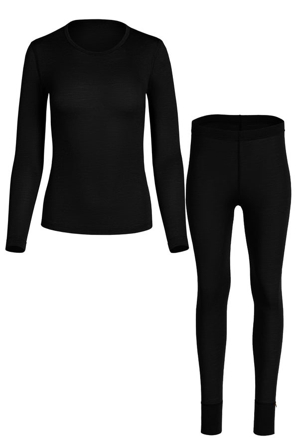 Women's 160 Long Sleeve & Bottoms 2-Piece Black