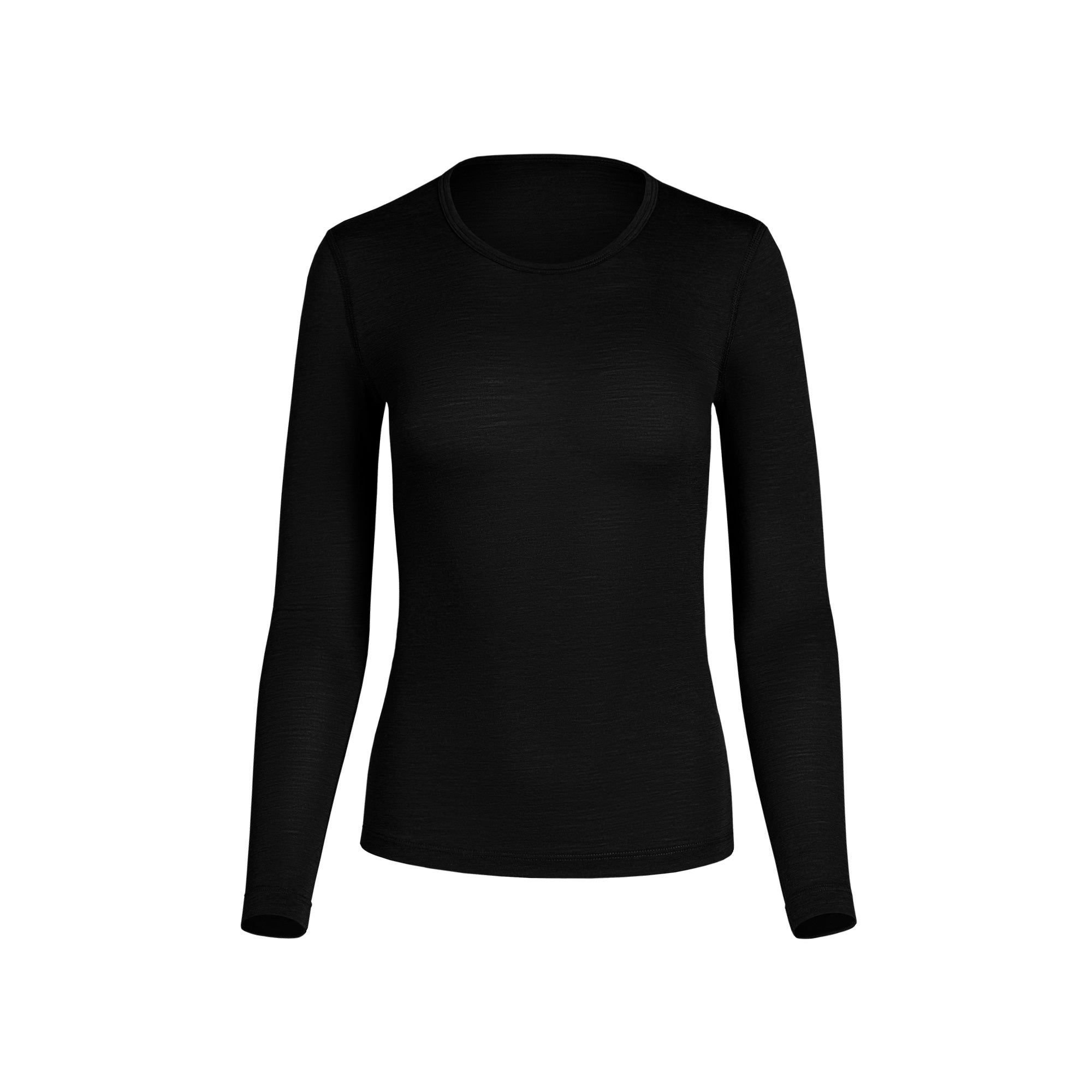 160 Thermo-Langarmshirt mit Rundhalsausschnitt für Damen, Schwarz