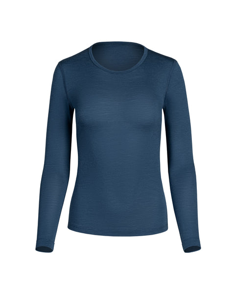 Damen 160 Thermo Langarmshirt Rundhalsausschnitt Denim