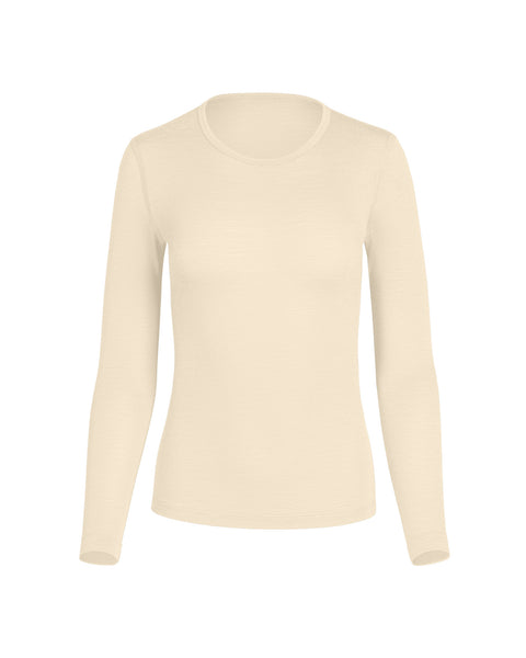 Damen 160 Thermo Langarmshirt Rundhalsausschnitt Naturfarben