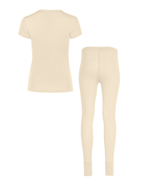 Packshot of womens short sleeve and leggings set