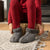 Kids Pile Fleece Bootie Slippers Dark Gray