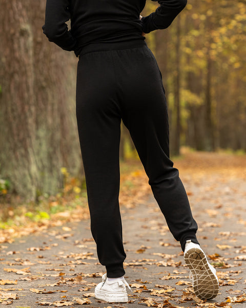 Women&#39;s Merino 250 Set of Zip Neck Top &amp; Jogger Sweatpants Black