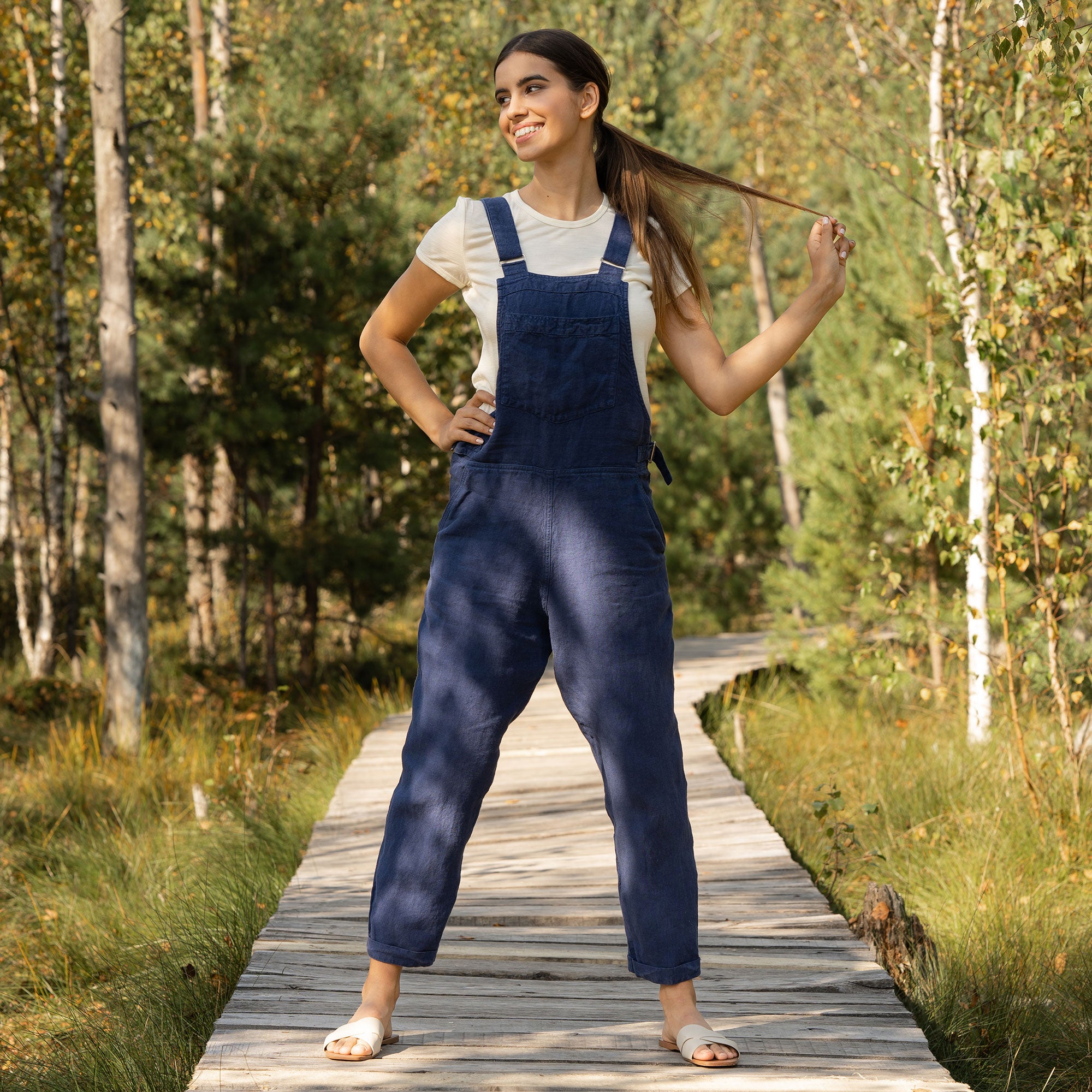 Damen Leinen Jumpsuit Nicci Mandelbraun menique