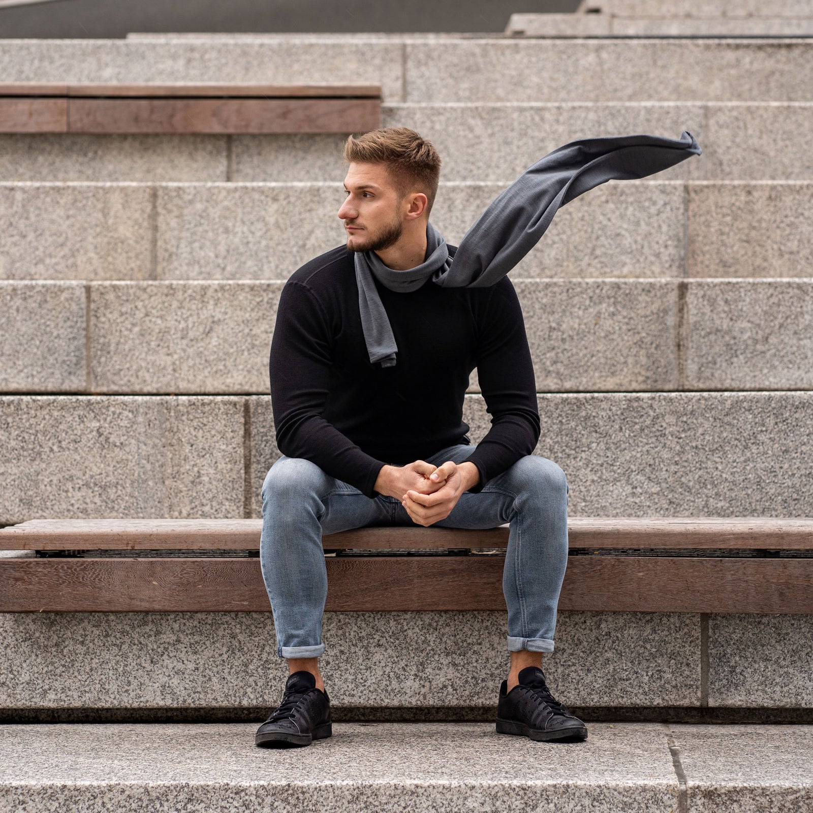 Herren Merino Schal Perfektes Grau