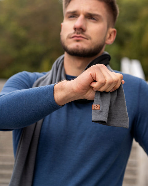 Herren Merino Schal Schwarz/Perfekt Grau