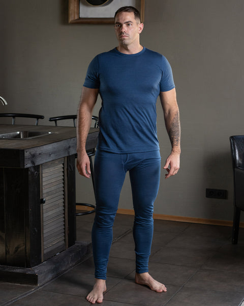 Men&#39;s 160 Merino Set of Short Sleeve &amp; Bottom Denim