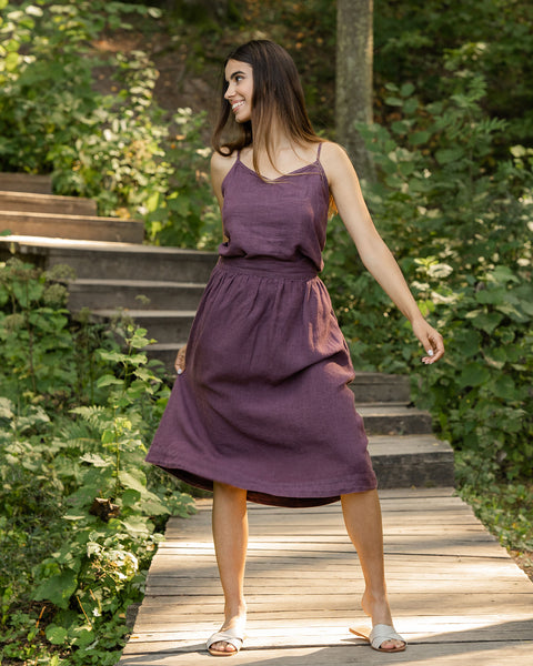 Linen Midi Skirt Sophia Shadow Purple