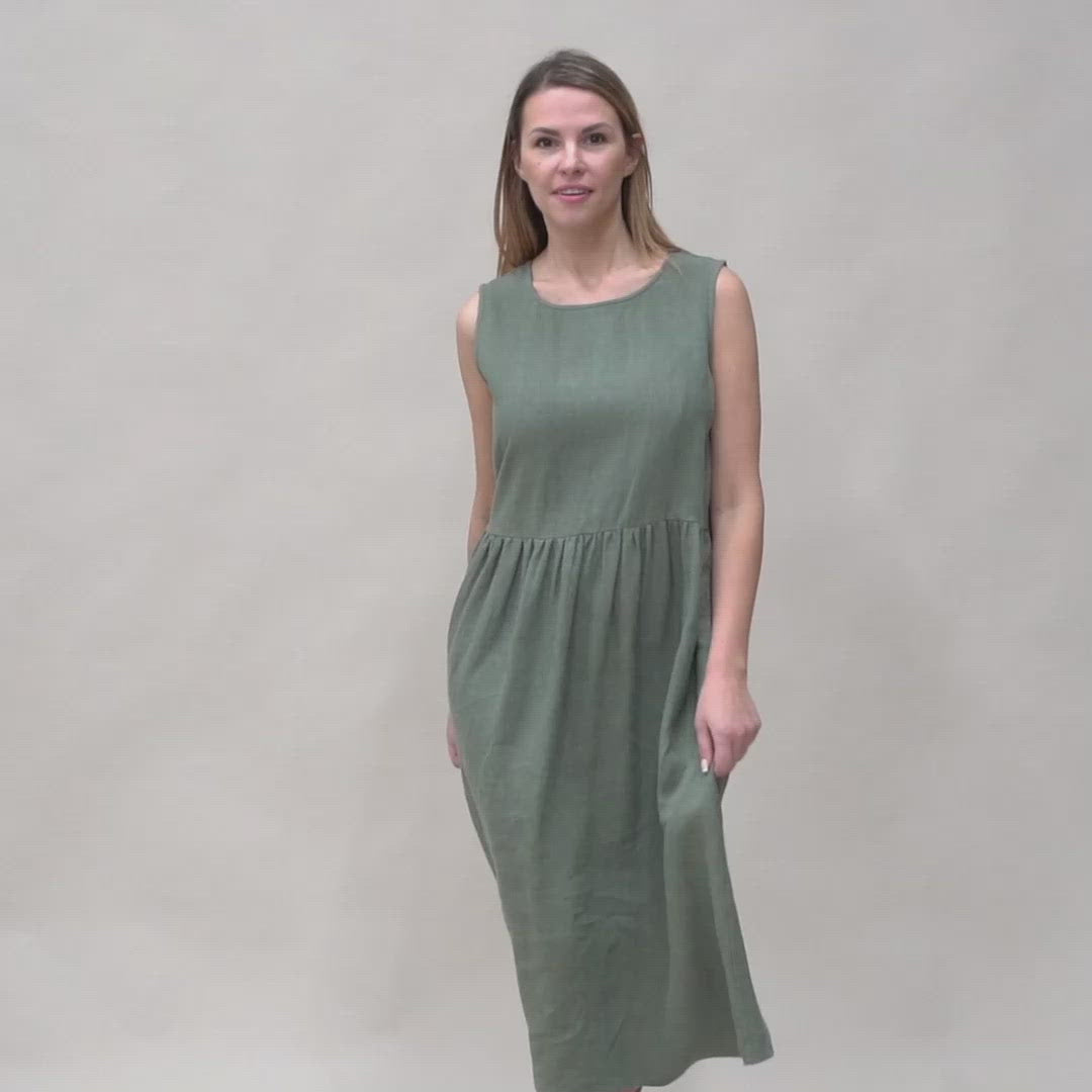 Leinen-Kittelkleid Maya Stone Green 