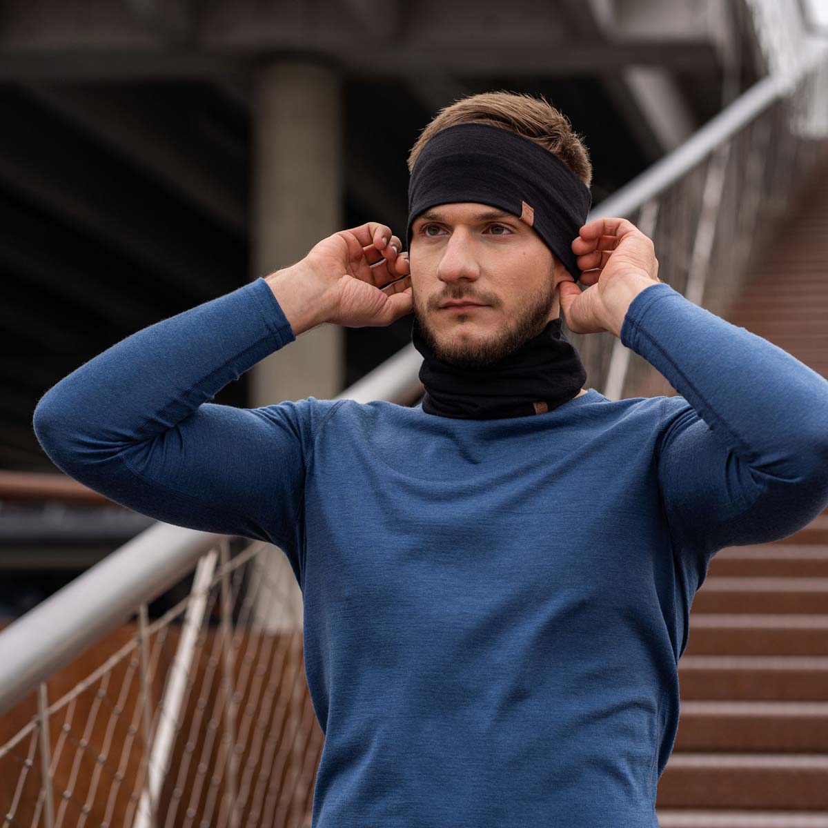 Men's Headband and Gaiter Set Black