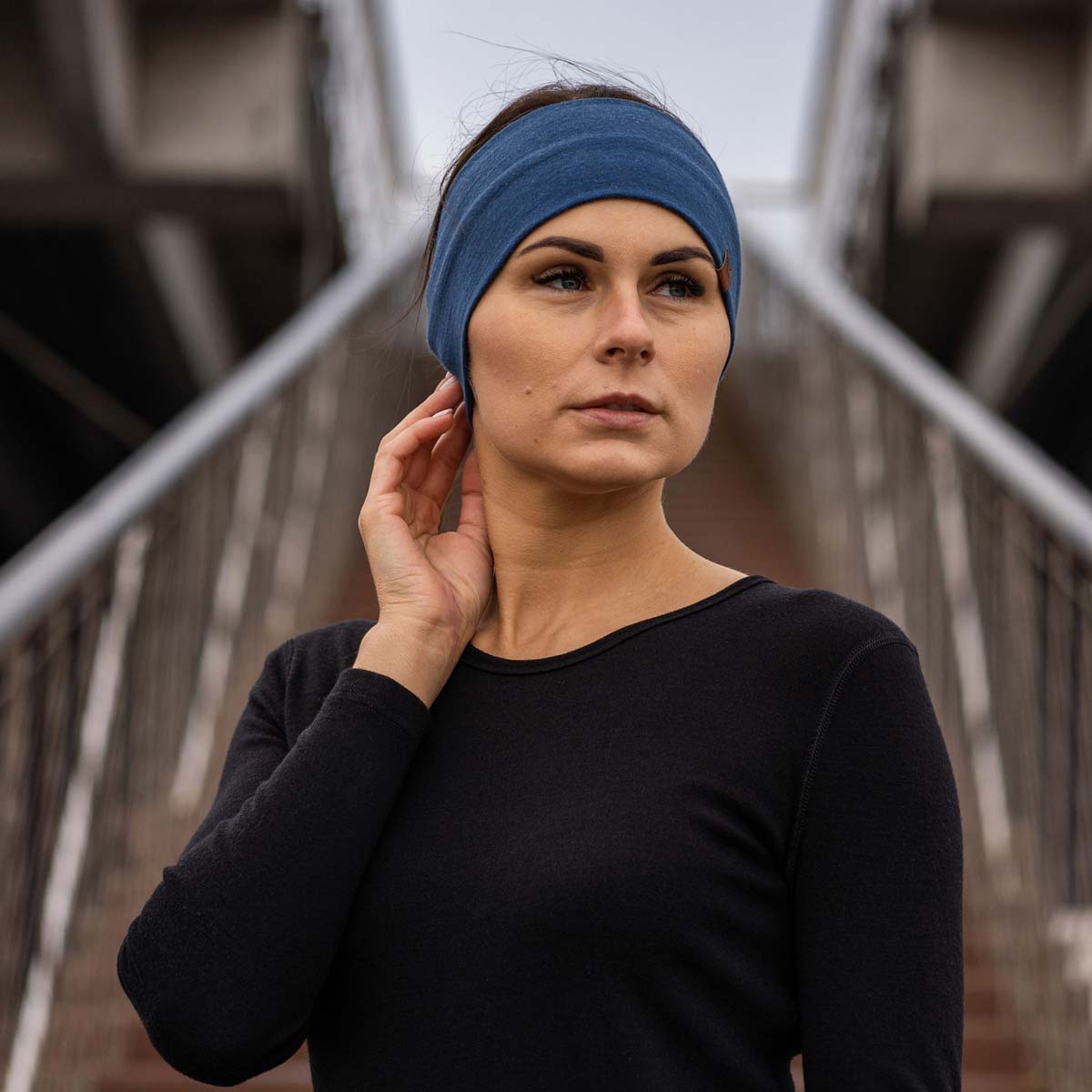 Merino-Stirnband für Damen, Denim